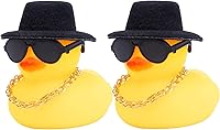 Vista 1 de wonuu Adornos de pato de goma, 2 piezas, decoración de tablero de instrumentos de pato amarillo con mini sombrero