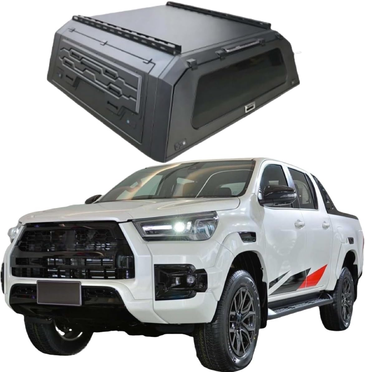 Impact-Resistant Truck Bed Canopy | Aluminum Hardtop Tonneau Topper W/Lock | Multi-Season Bed Cap Compatible for Hilux(Revo,Vigo, GR Sport，GUN125,Rogue)(Style A 5.0ft Standard)