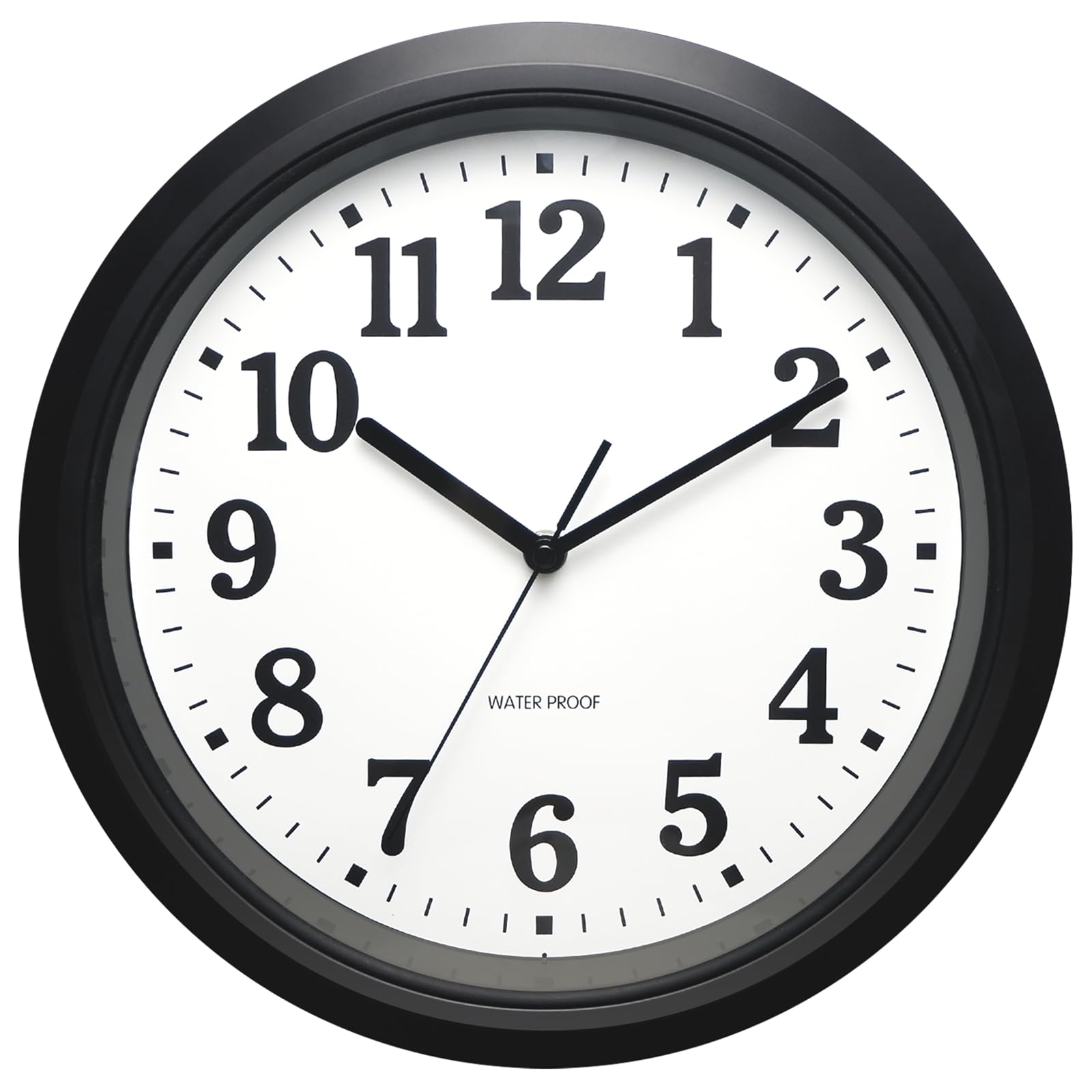 KIZLOC 32cm Sealed Outdoor Garden Clocks Waterproof, Durable Silent Non-Ticking Battery Operated Quartz Wall Clock for Garden, Patio, Pool, Bathroom, Home (Black)