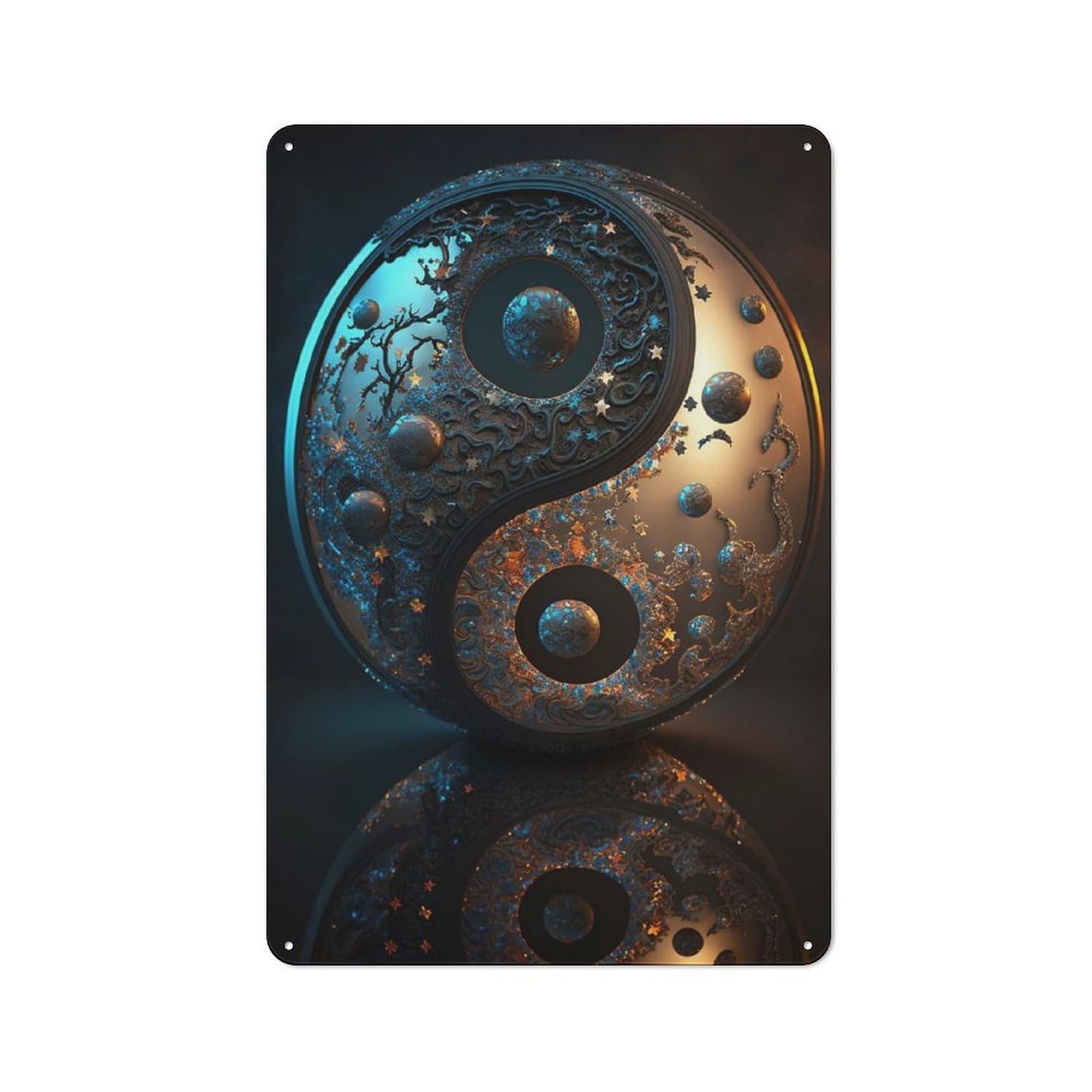Yin And Yang Balance Metal Wall Sign 30x20cm, Rustic Classic Pub Decor for Cafe, Pub, Workshop Or Home Bar