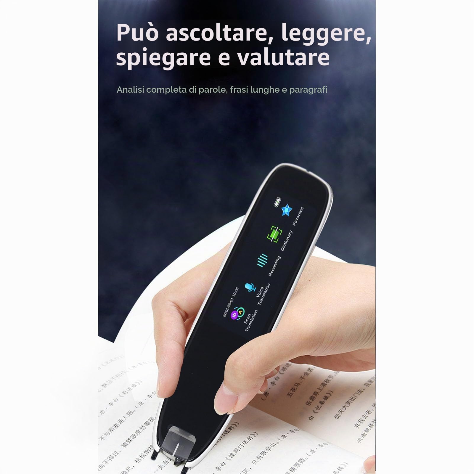 Ejoyous Scan Reader Pen, 13 Lingue OCR Digital Pen Reader Supporta la Scansione Vocale in Traduzione di Dispositivo di Traduttore di Lettura Digitale Intelligente per