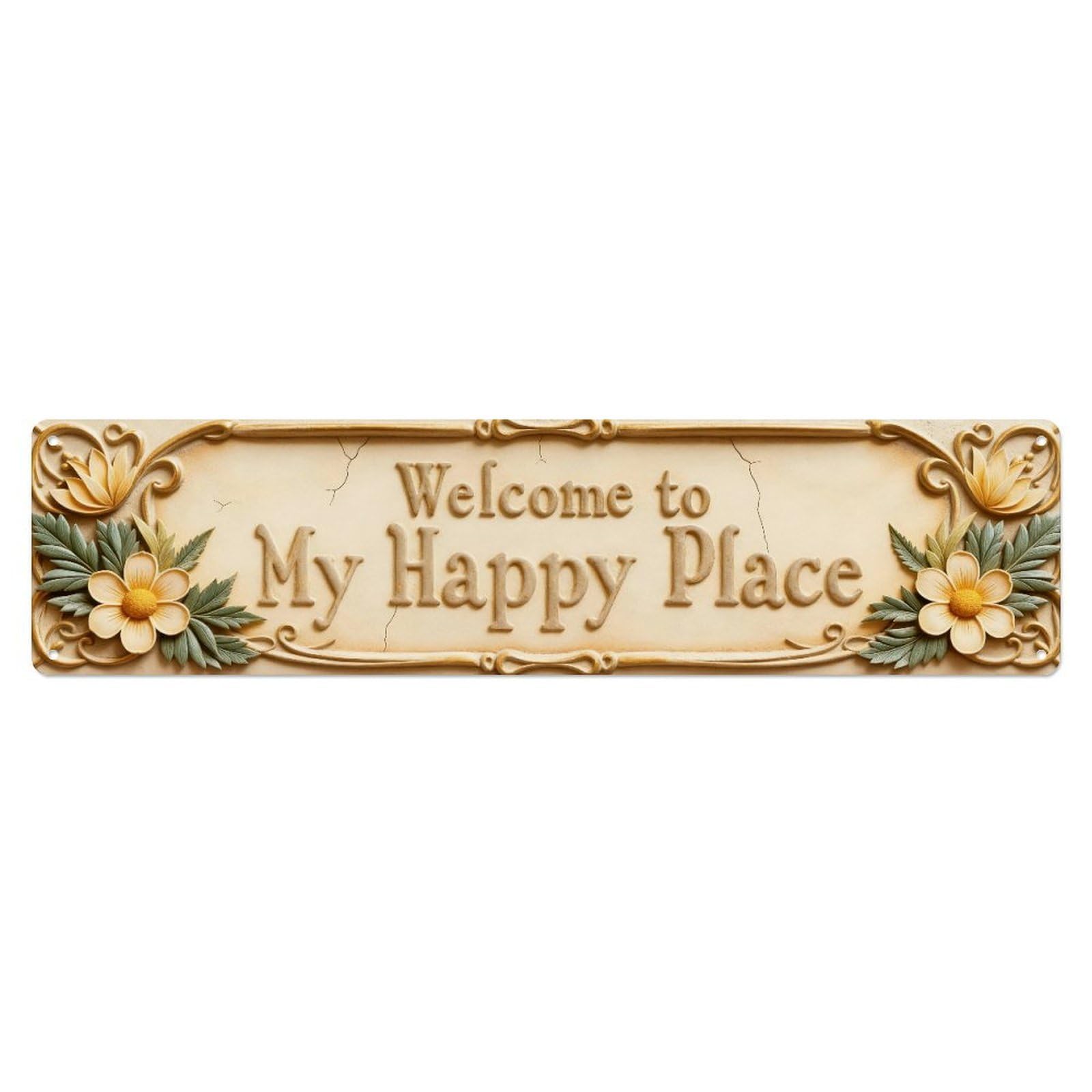Floral Ornate Welcome Sign Pattern Metal Tin Sign Plaque