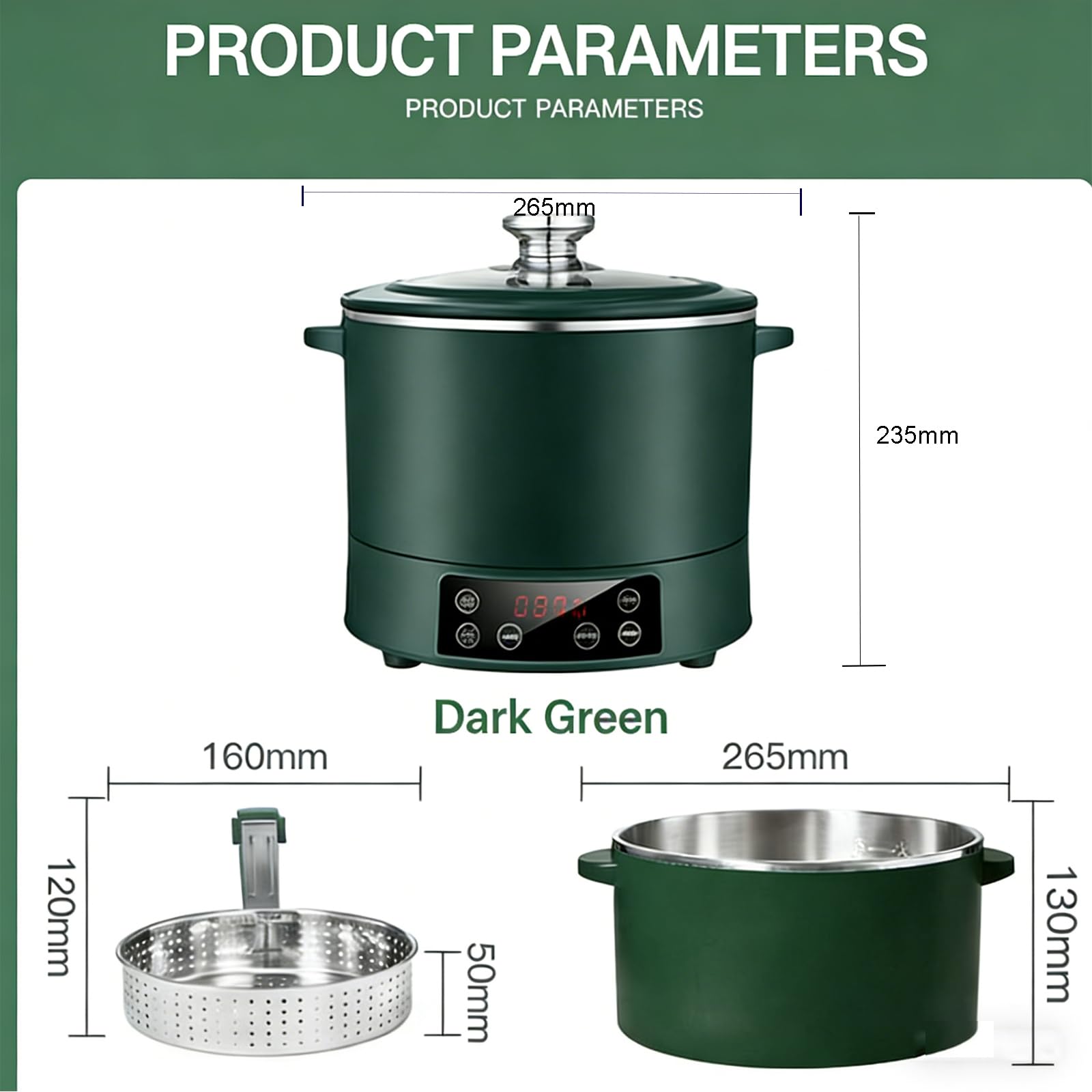 Cucina del Riso a Basso carboidrato (elevazione Auto), 3L 1500W Riscaldamento induzione, separazione Riso-Acqua (54% Meno amido), Timer 12H, Multifunzionale, Acciaio Inox 304