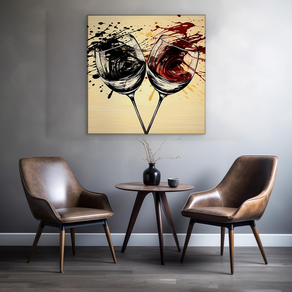 Canvas for Living room. Clinking Glasses in a Hues of Luxury - A Toast to the Digital Art of Celebration, 27 x 18 inch Canvas Wall Art - Abstract By Atmosphere - Zen Wall Decor - 69x46 cm (27x18 inch)