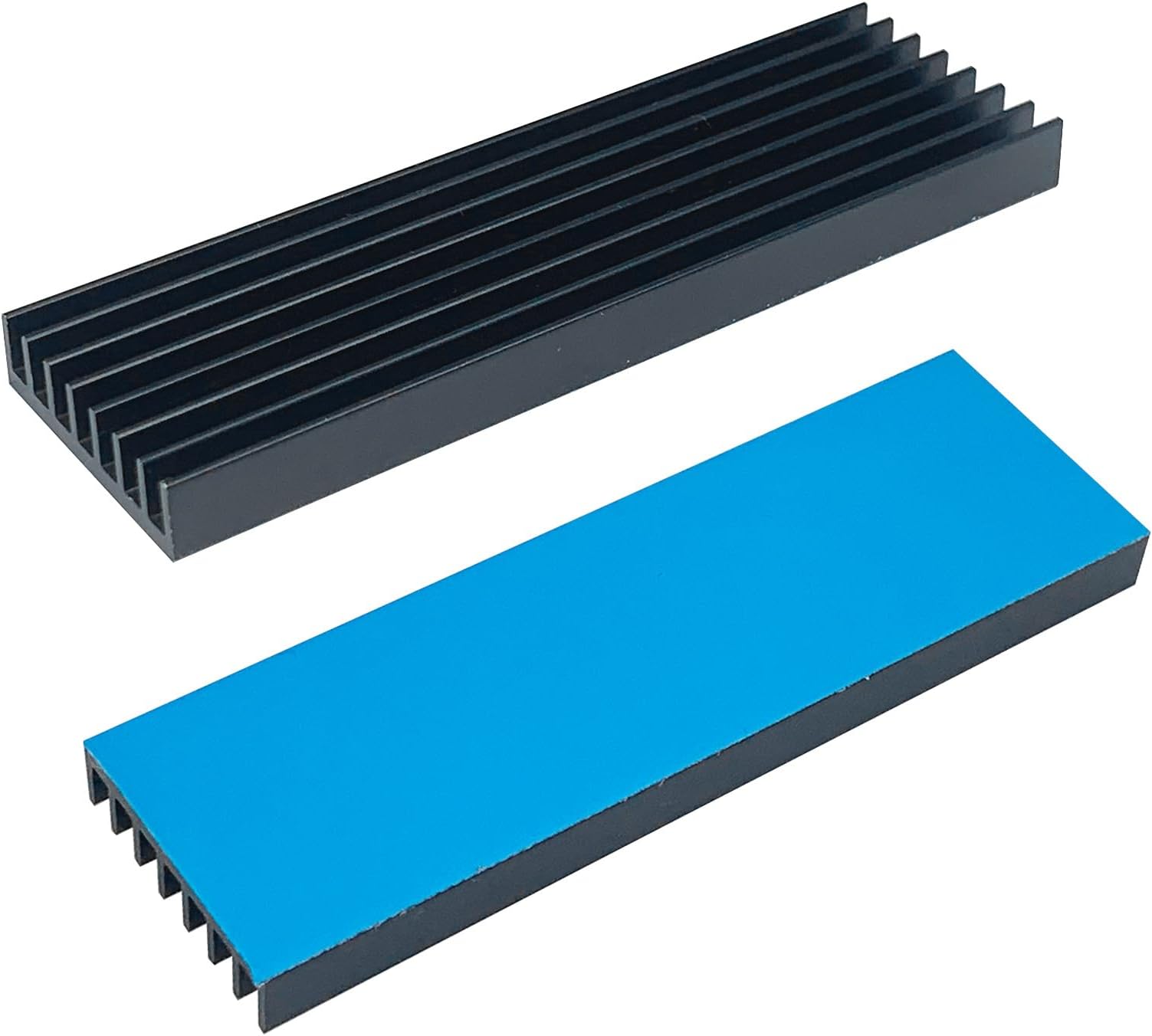 2Pcs Black Aluminum Heat Sink with Thermal Conductive Adhesive Tape, 70×22×6mm Heatsink Cooler for Cooling M.2 Drive PC/PS5 SSD