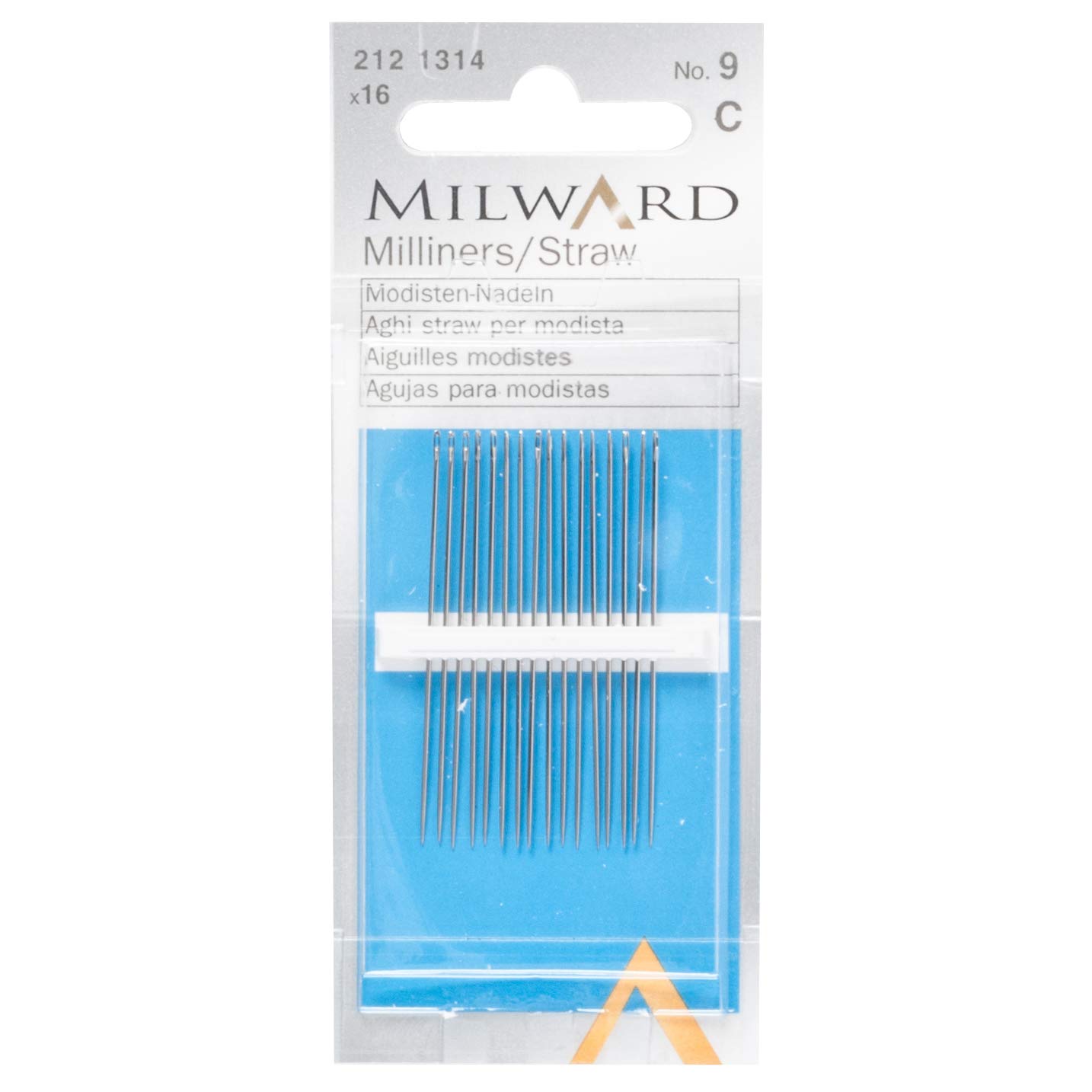 Milward Straw/Milliners Hand Sewing Needles, Silver, No.9