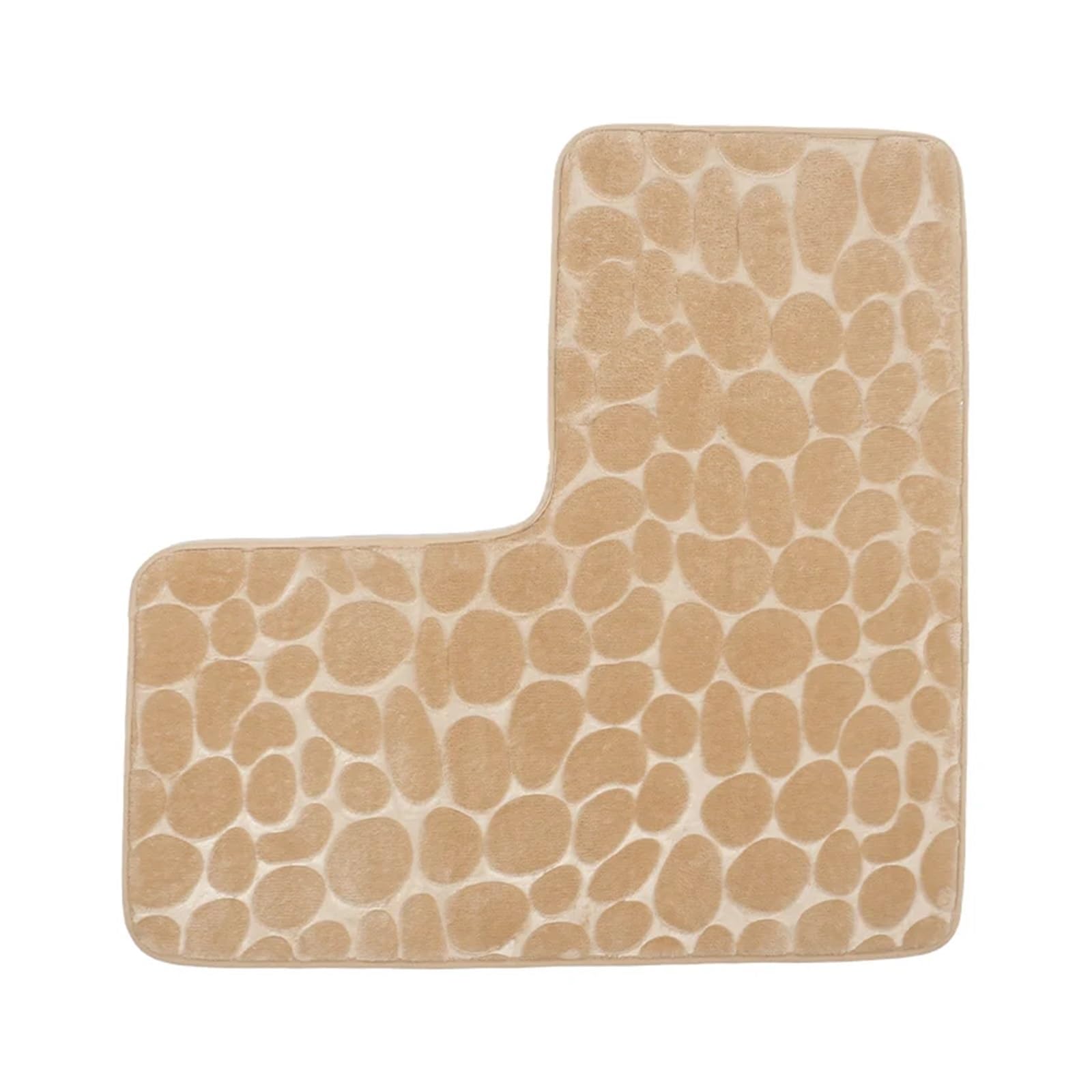 Badematte L-förmige Eckbadezimmermatte, Kopfsteinpflaster, rutschfeste Toilettenmatte, maschinenwaschbar, weich und saugfähig, Bodenmatte, Bade-/Eck-/Duschmatte Badezimmerteppich(Beige)