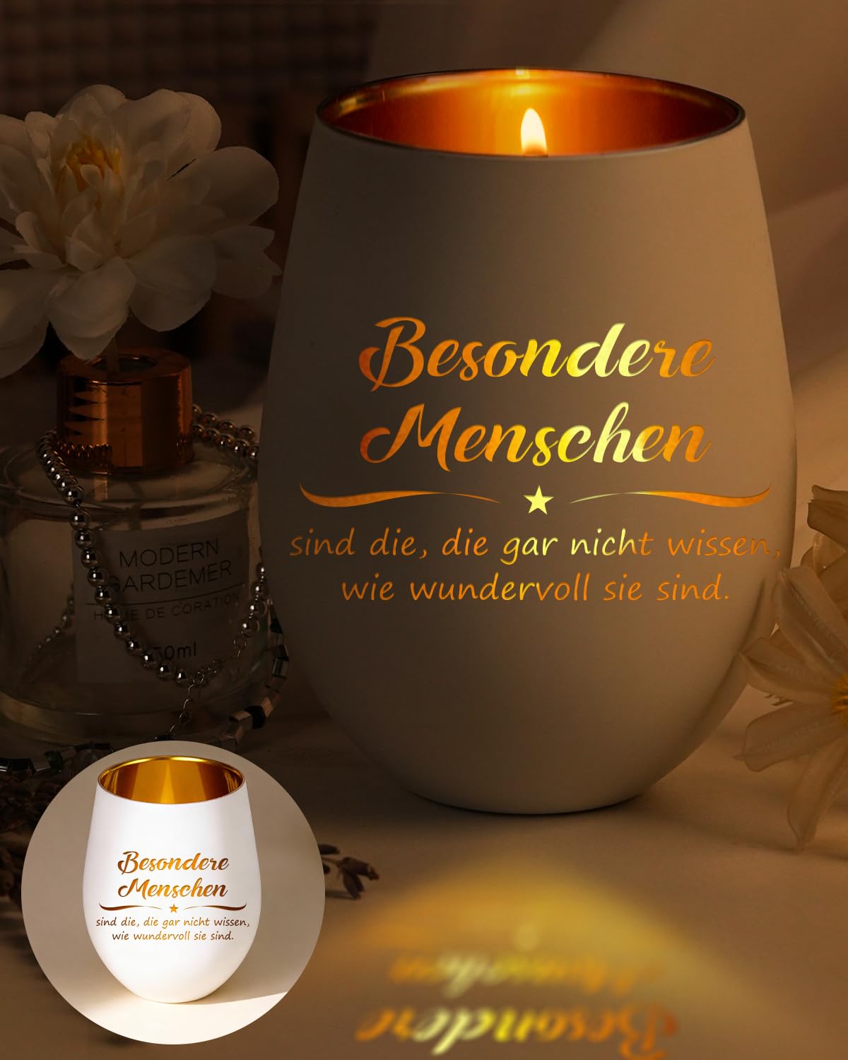 Portacandela antivento con incisione, regalo per donne, portacandela in vetro con scritta, regalo di compleanno, regalo di addio, ringraziamento, mutmacher, ingresso pensionistico, collega, regalo