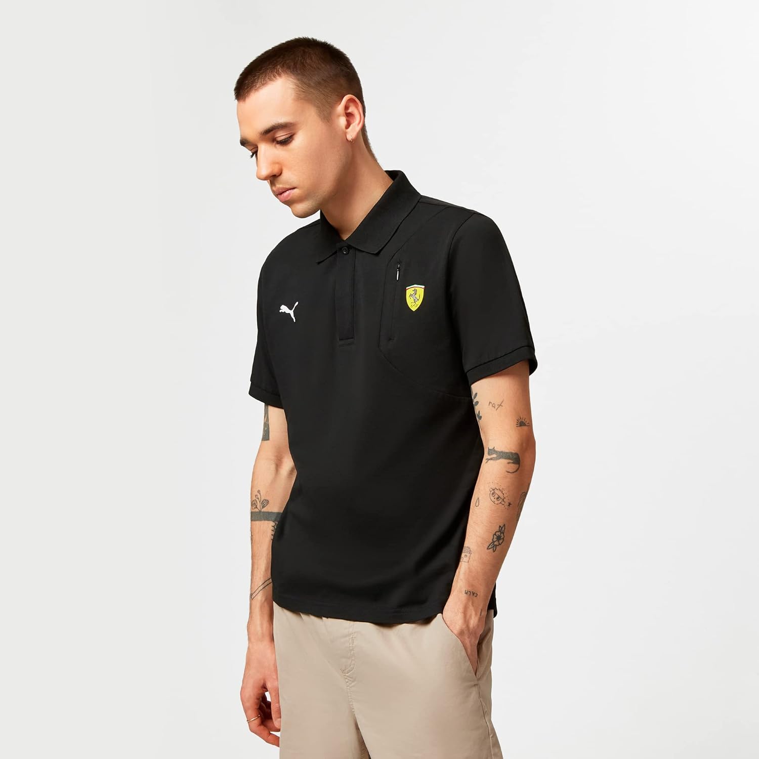 PUMA Men's Scuderia Ferrari Classic Polo T-Shirt - Black - Small