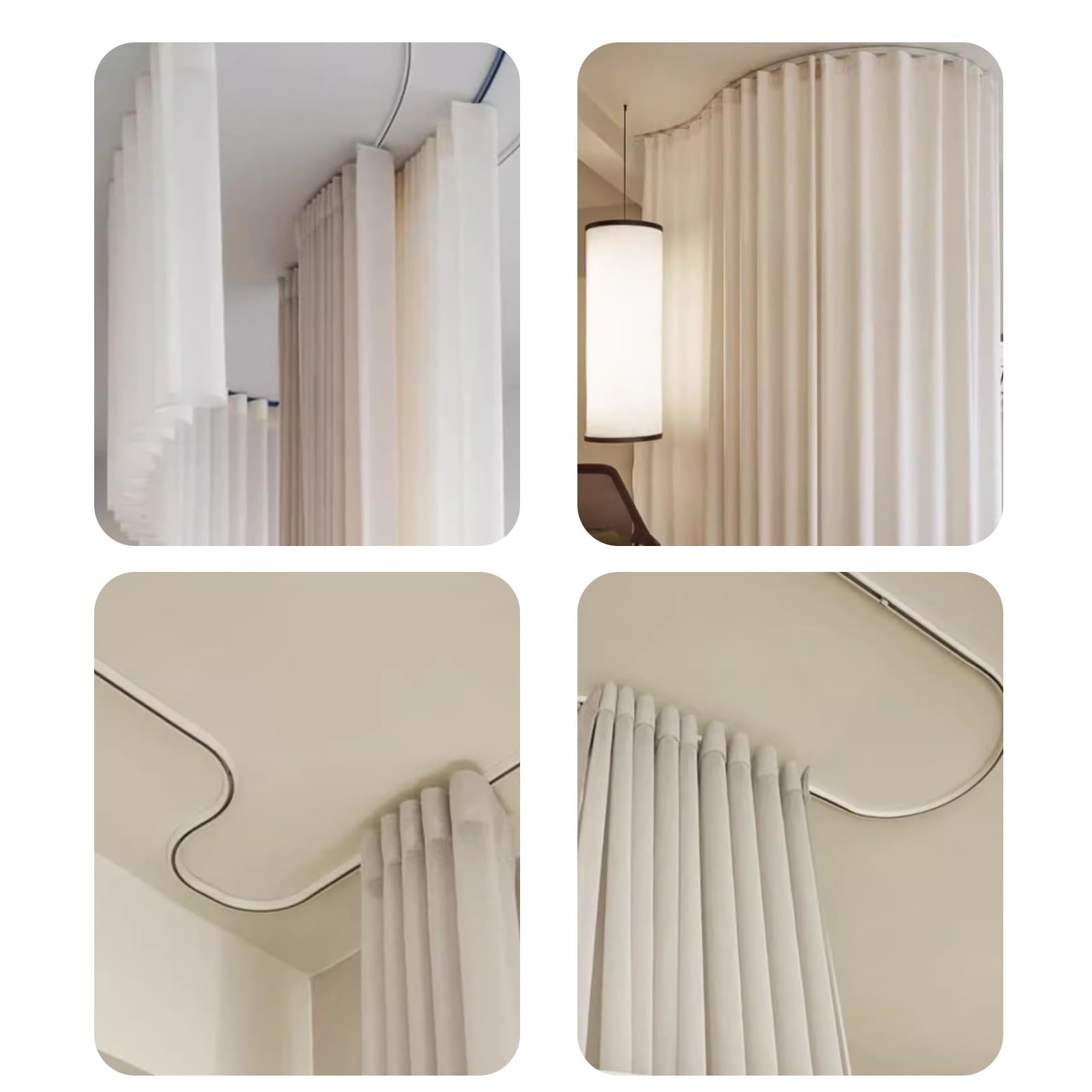 Flexible Deckenvorhangschiene, gebogene Vorhangstange für Raumteilung, Duschvorhänge, 3,9 m Länge