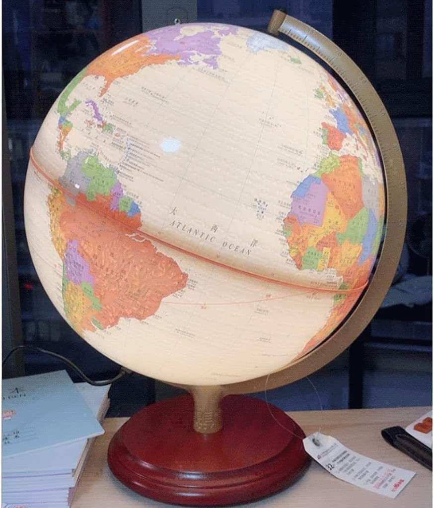Globo terráqueo de última generación con estantes de Madera, luz LED de Alta definición con diseño geográfico Antiguo.