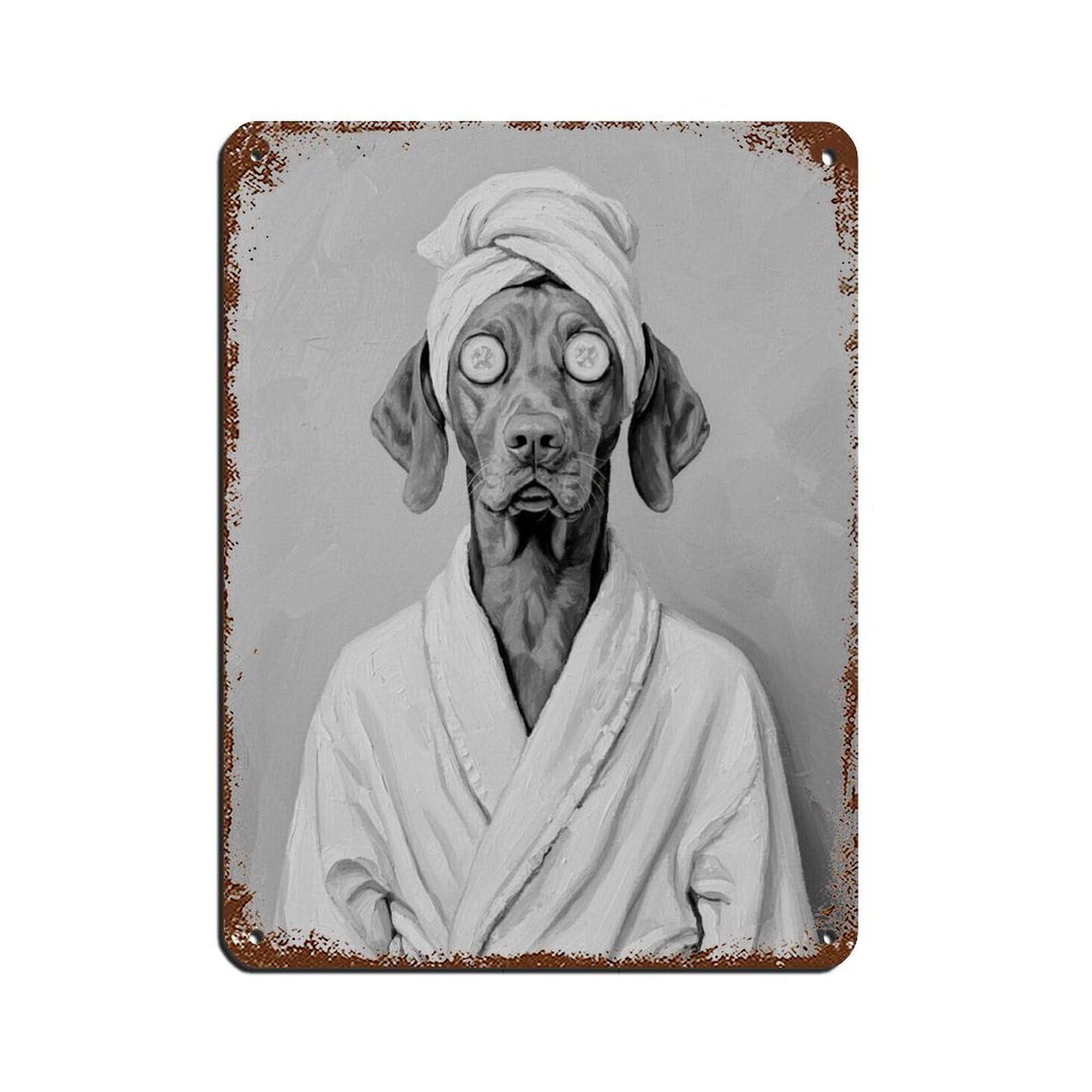 Bathroom Spa Art, Vizsla Dog, Kids Art Retro Poster Metal Tin Sign Chic Art Retro Iron Painting Bar People Cave Cafe Family Garage Poster Wall Decoration 12x16inch(30x40cm)