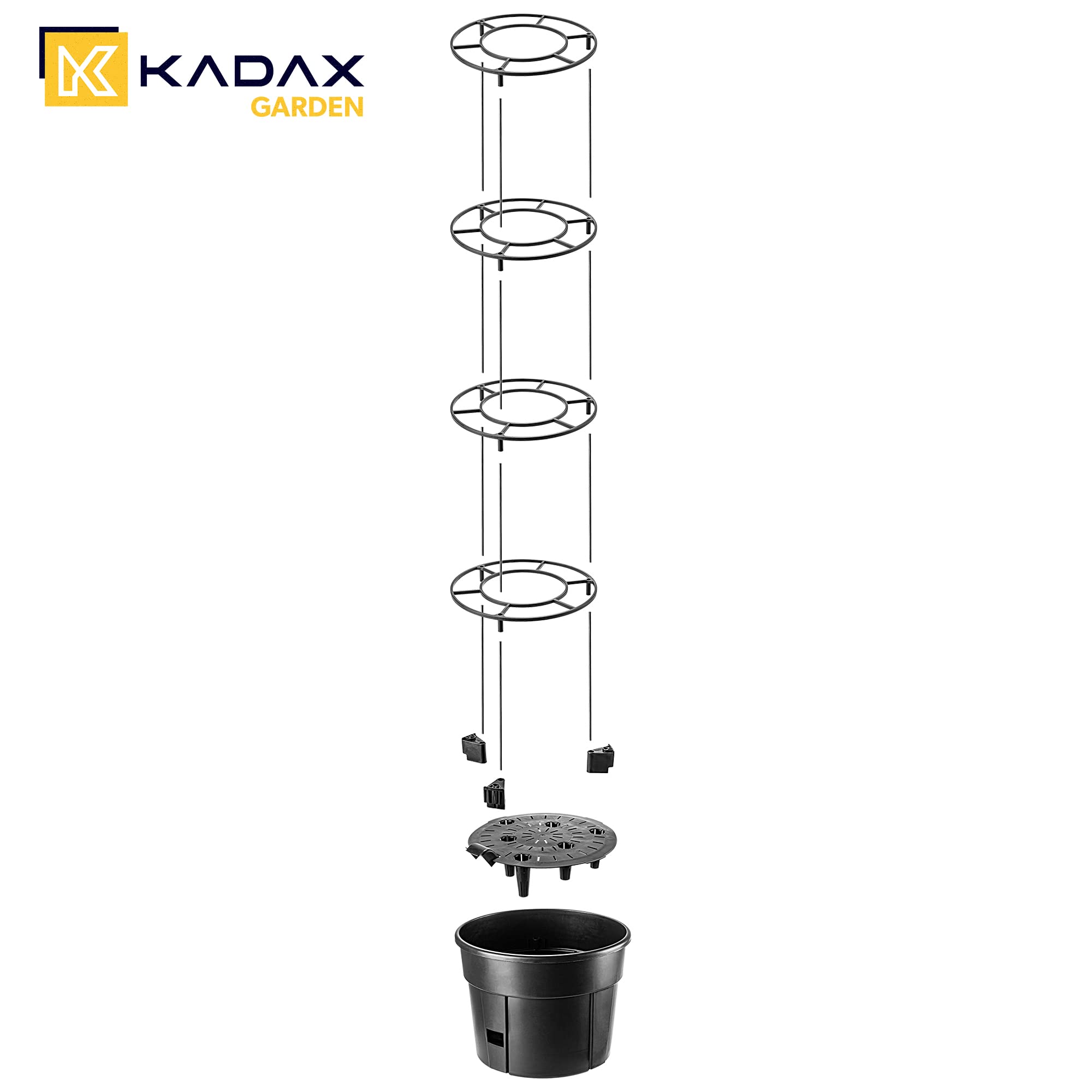 KADAX Pot à tomates avec tuteur - Pot de tomates - En plastique avec grille - Pot pour plantes de tomates - Tour de culture - Pot de soutien pour plantes grimpantes - Diamètre : 40 cm - Anthracite
