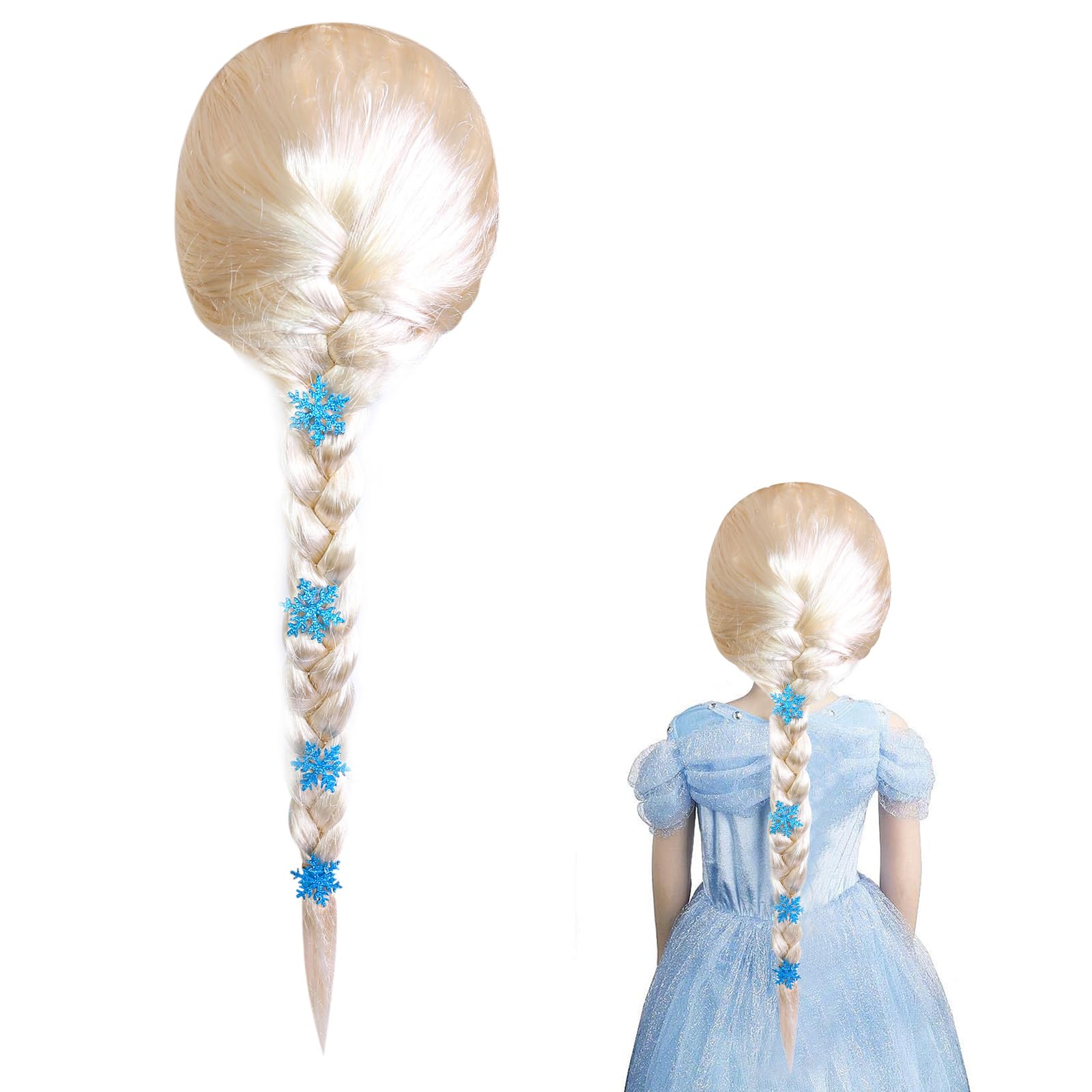 Parrucca per Frozen – Principessa Elsa Bionda per Bambina – Cosplay Rapunzel Carnevale Halloween gioco di ruolo