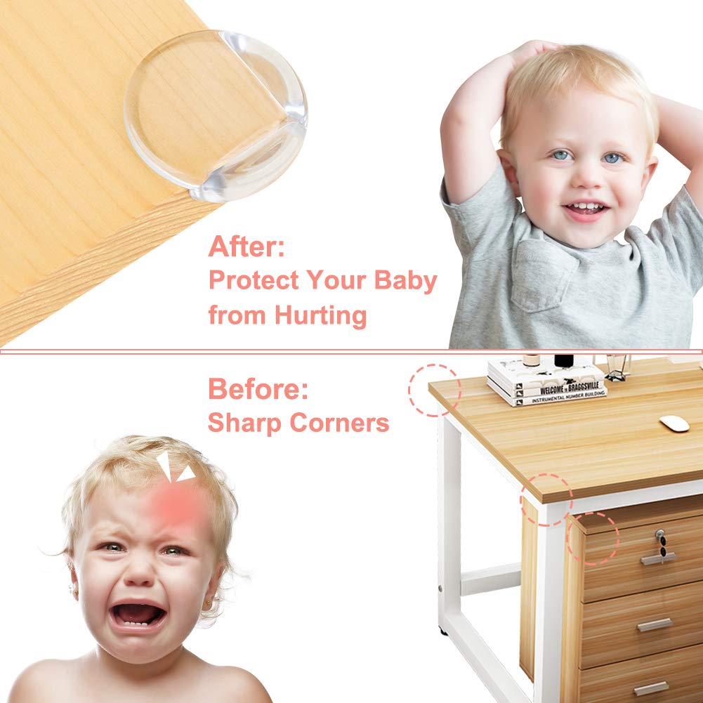 Corner Protectors for Baby Safety, 24 Packs Clear Furniture Edge Guards Bumper for Table Desk Shelf Bed Sharp Corner : Baby
