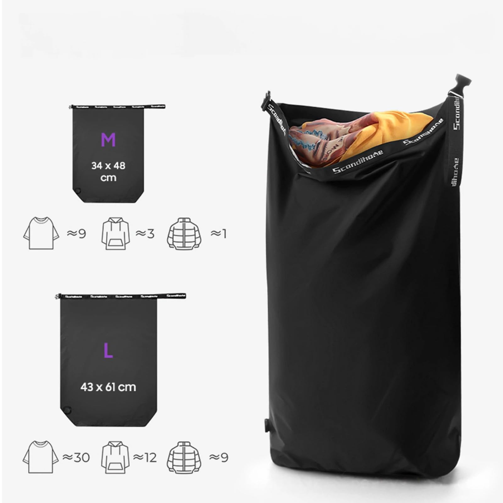 Pumpenfreie Roll‑Kompressions Tragbare Kleider Aufbewahrungstasche(WHITE-L)