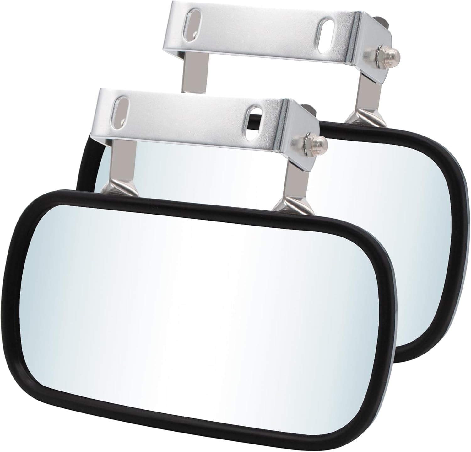 JZSUPER 2 Pcs Universal Safety Mirrors fit for Truck Boats Car Tractors Forklifts Stainless Steel Rectangular Convex Mirror Over The Door w/U-Bracket Improves Visibility