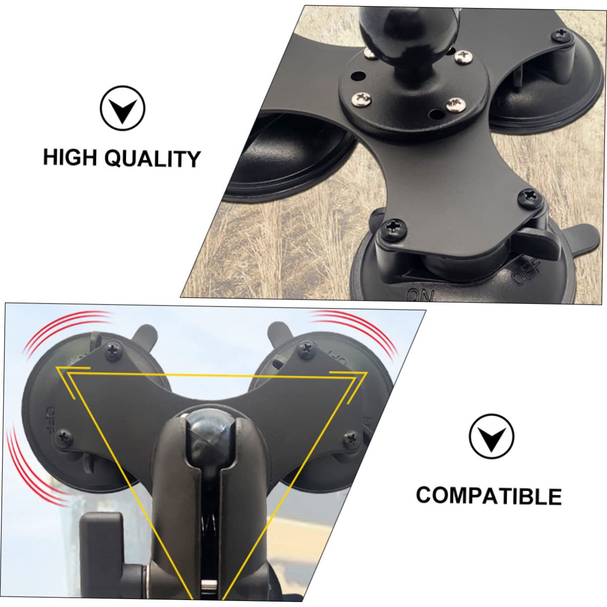 EXCEART Soporte de Parabrisas Triple Ventosa y Rótula Giratoria Soporte de Ventosa Rótula para Coche Compatible Telefonos y Dispositivos GPS