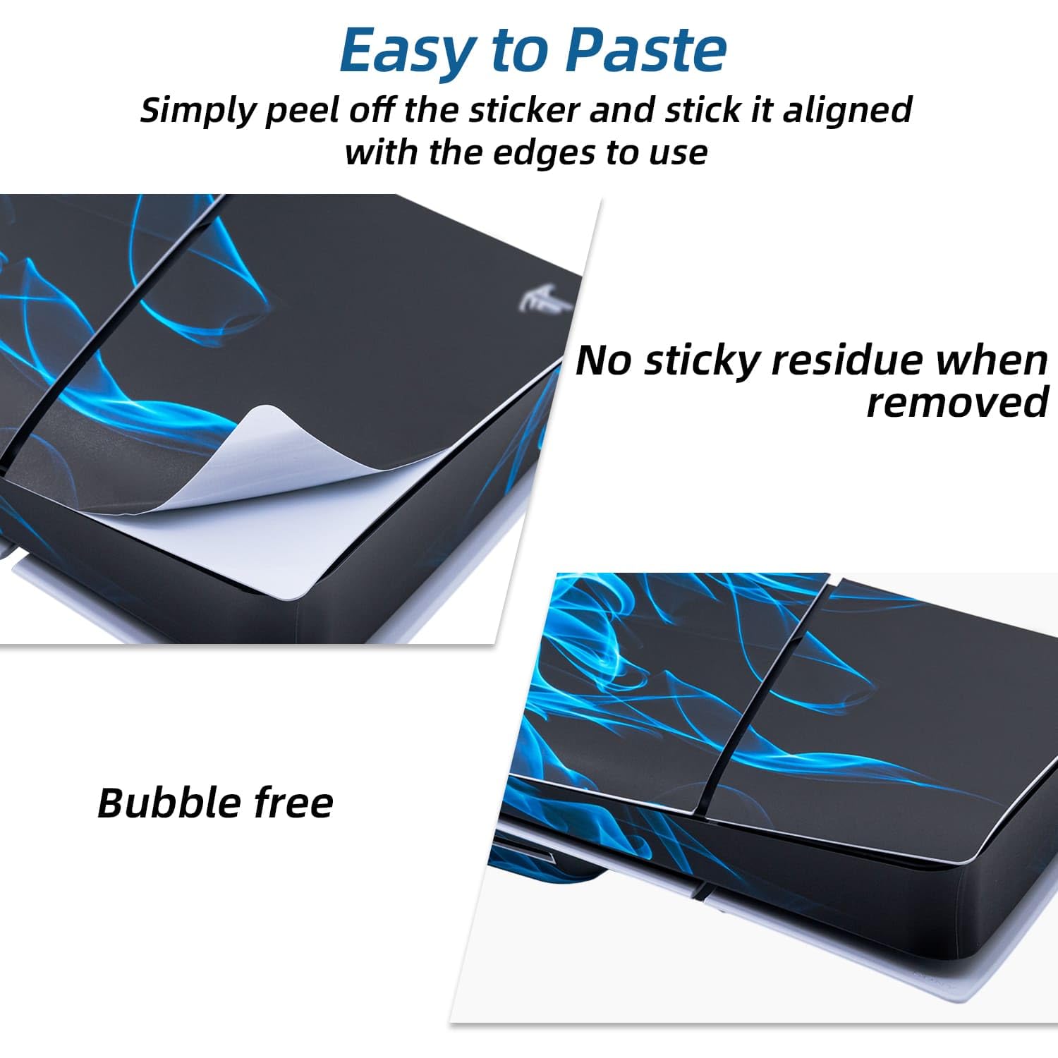Mcbazel Autocollant antidérapant Autocollant en Vinyle Peau Couverture Plaques adhésives Autocollantes pour PS5 Slim Disc Edition-Blue Flame