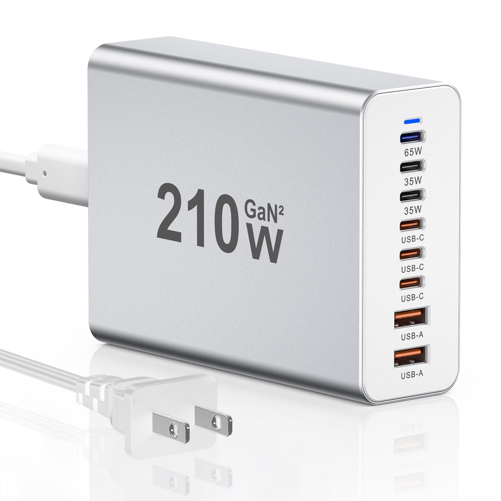 USB C Charger Block 200W, GaN 8-Port USB-C PD Fast Charging Station Desktop Hub, PD65W Laptop Charge Adapter Compatible with MacBook Pro/Air/DELL/