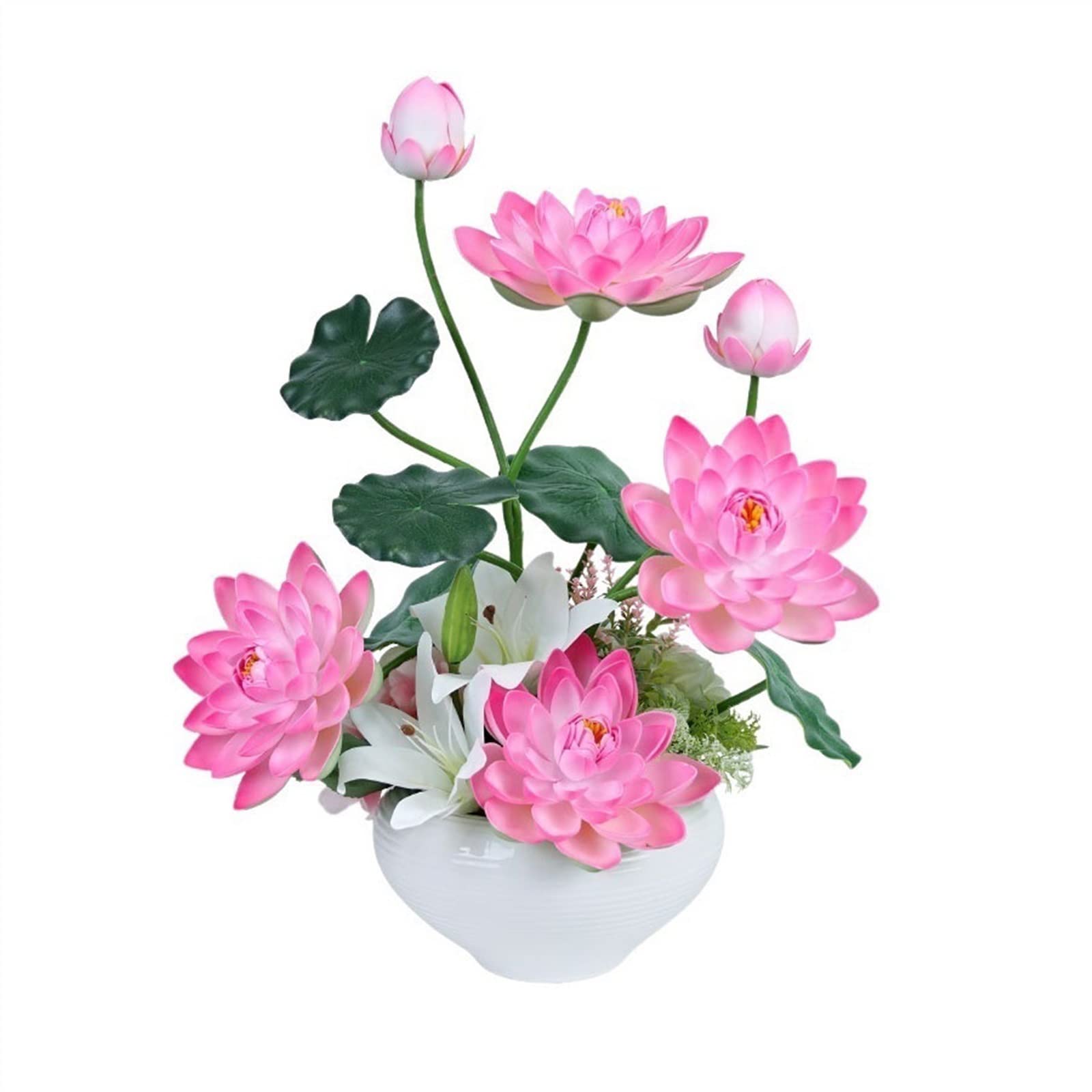 AYCDL Artificial Flowers Large Simulation Lotus Flower Set Fake Lotus Flower Silk Flower Indoor Desktop Decoration Artificial Flower Ornaments Fake Flowers,Purple-A