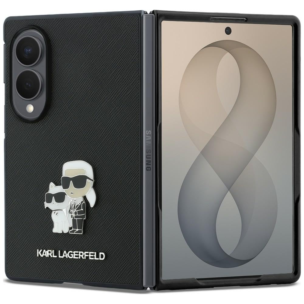 CG MOBILE Karl Lagerfeld Saffiano Karl&Choupette Pin - Custodia per Samsung Galaxy Z Fold8 (nero)