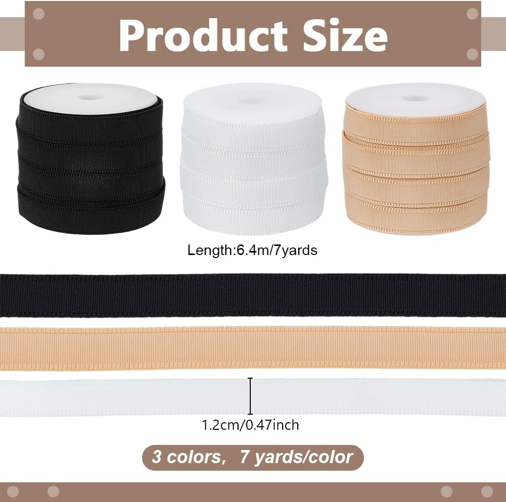 INFUNLY 22.97 Yards Corset Boning Casing 3 Colors Polyester Boning for Sewing 1/2 Inch Wide Boning Cover Sewing Bone Casing Garment Accessories Bra Boning Tool for Corsets Bridal Gowns Evening