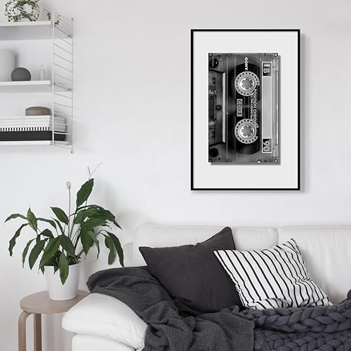 Miniatura 6 de Lienzo de música en blanco y negro para pared, póster estético de cassette vintage de los años 80 y 90, impresión temática de música retro groovy