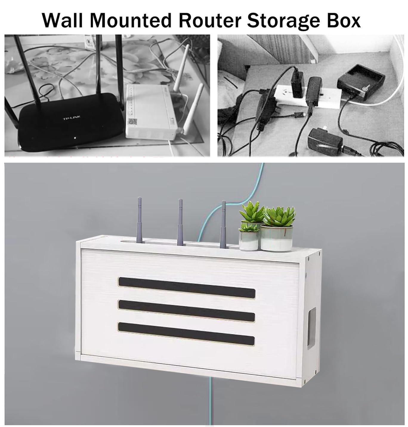 Boîte de Rangement pour Routeur Wifi en Bois - A651 - Marron