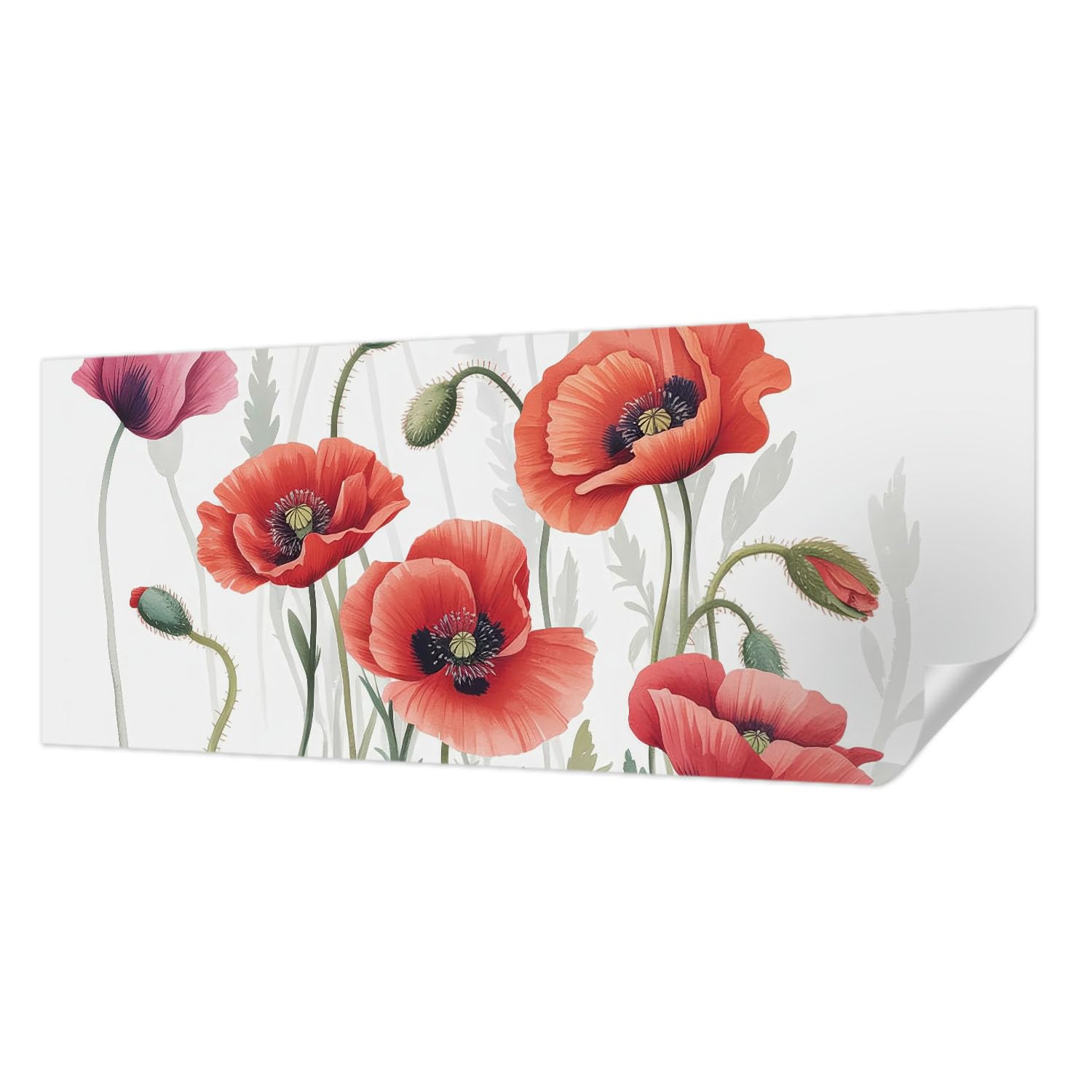 Papier peint autocollant panoramique coquelicots rouges salon