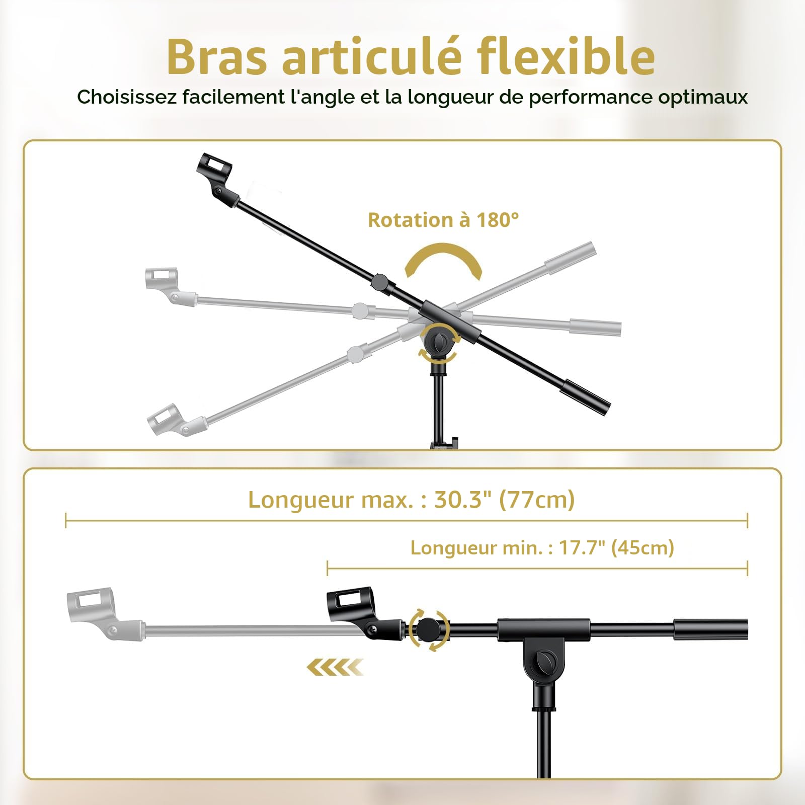 TONOR Bras de Microphone avec Support de Tablette, Perche Tripode pour le Sol, Hauteur et Angle Réglables,avec Sac de Transport, Pince pour Téléphone et iPad, Large compatibilité, 190 cm,T35