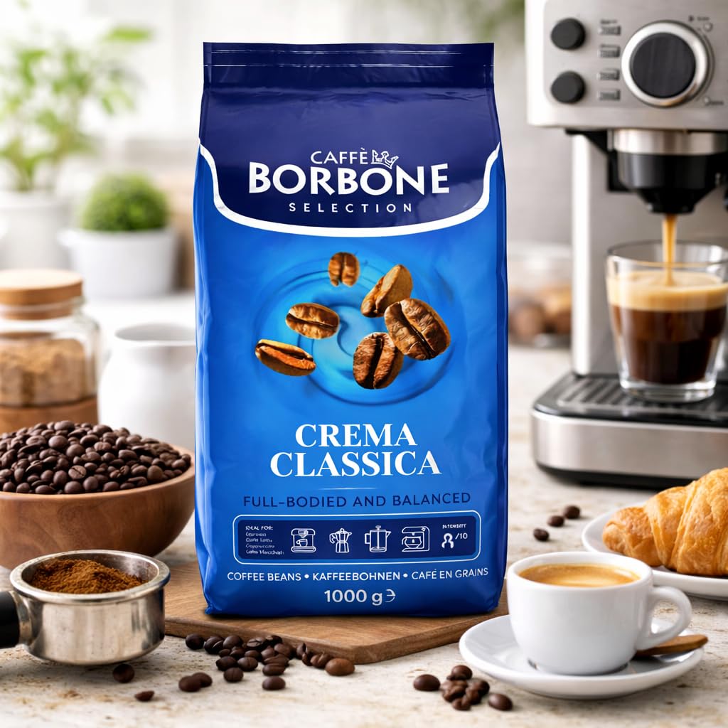 Caffè Borbone Whole Bean Coffee, Medium Roast Arabica and Robusta Blend, Crema Classica, Full-Bodied and Balanced Italian Coffee, 2.2 lb Bag