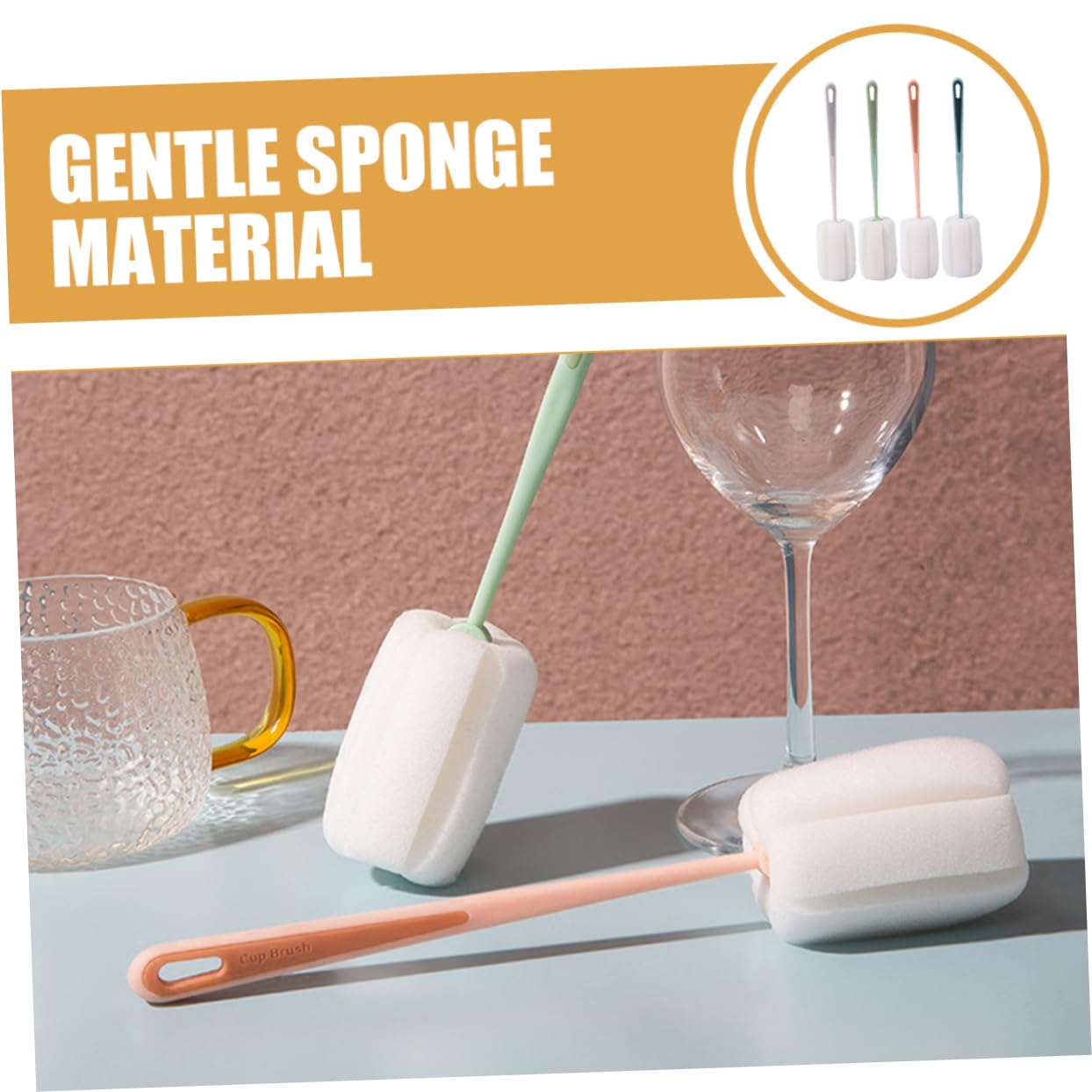Levemolo 4pcs Clean Brush Pp Cup Cleaning Brush Bottle Cleaning Brush Scrub for Cleaning Sponge