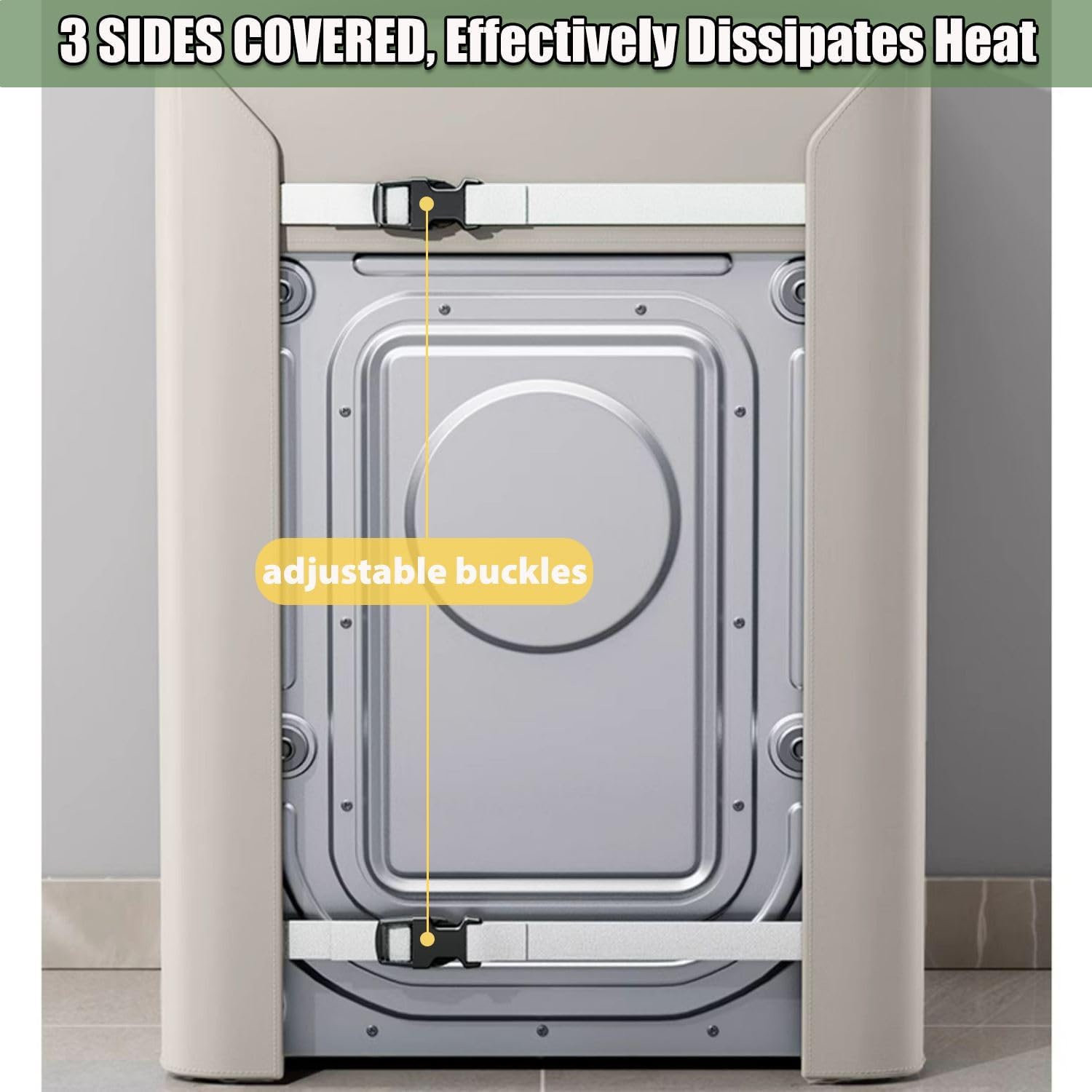 Top Load Washing Machine Cover Waterproof Washer Dryer Cover with Zipper Dustproof Outdoor Full-Automatic Washer Protector Case Laundry Cover 22x22.8x36.2inch (Leaf)