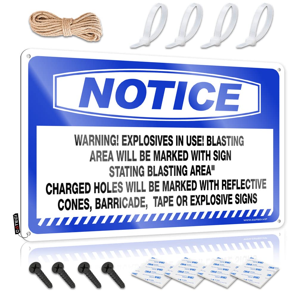 Man Cave Decor And Accessories Notice Warning! Explosives In Use! Blasting Area Tin Sign Home Bar Tin Sign Metal Sign Decor Vintage(30X40CM)
