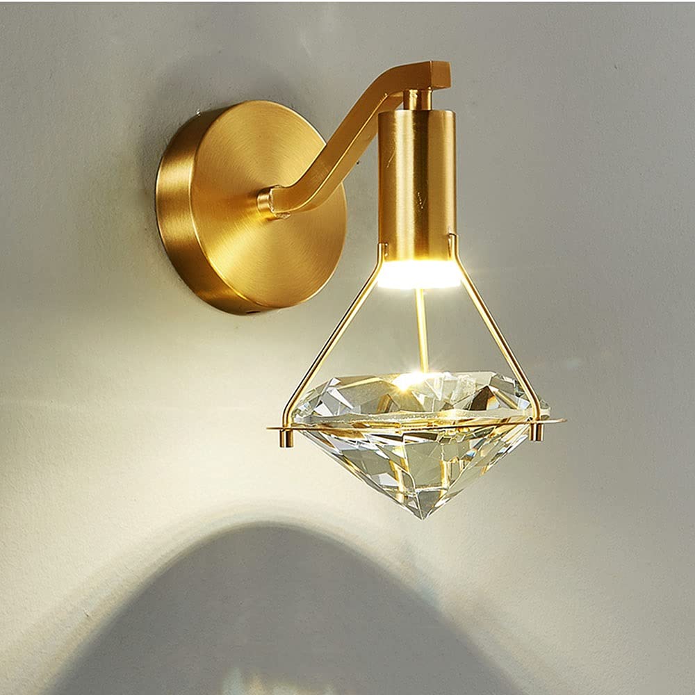 Lámpara De Pared con Fondo De Cristal, Iluminación Interior, De Todo Material De Cobre, Se Puede Utilizar En El Pasillo del Pasillo del Balcón De La Sala De Estar Y El Dormitorio, Atenuación De Tres
