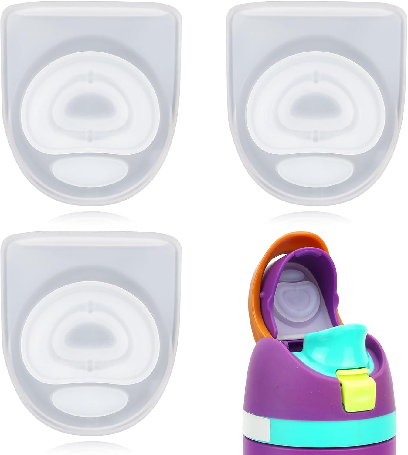 3pcs Replacement Stopper Compatible with Owala FreeSip 24oz 32oz 40oz, BPA-Free Silicone Water Bottle Lid Gaskets Replacement for 16/24/32/40oz Bottle Mouth Cap Stopper Seal Parts Accessories
