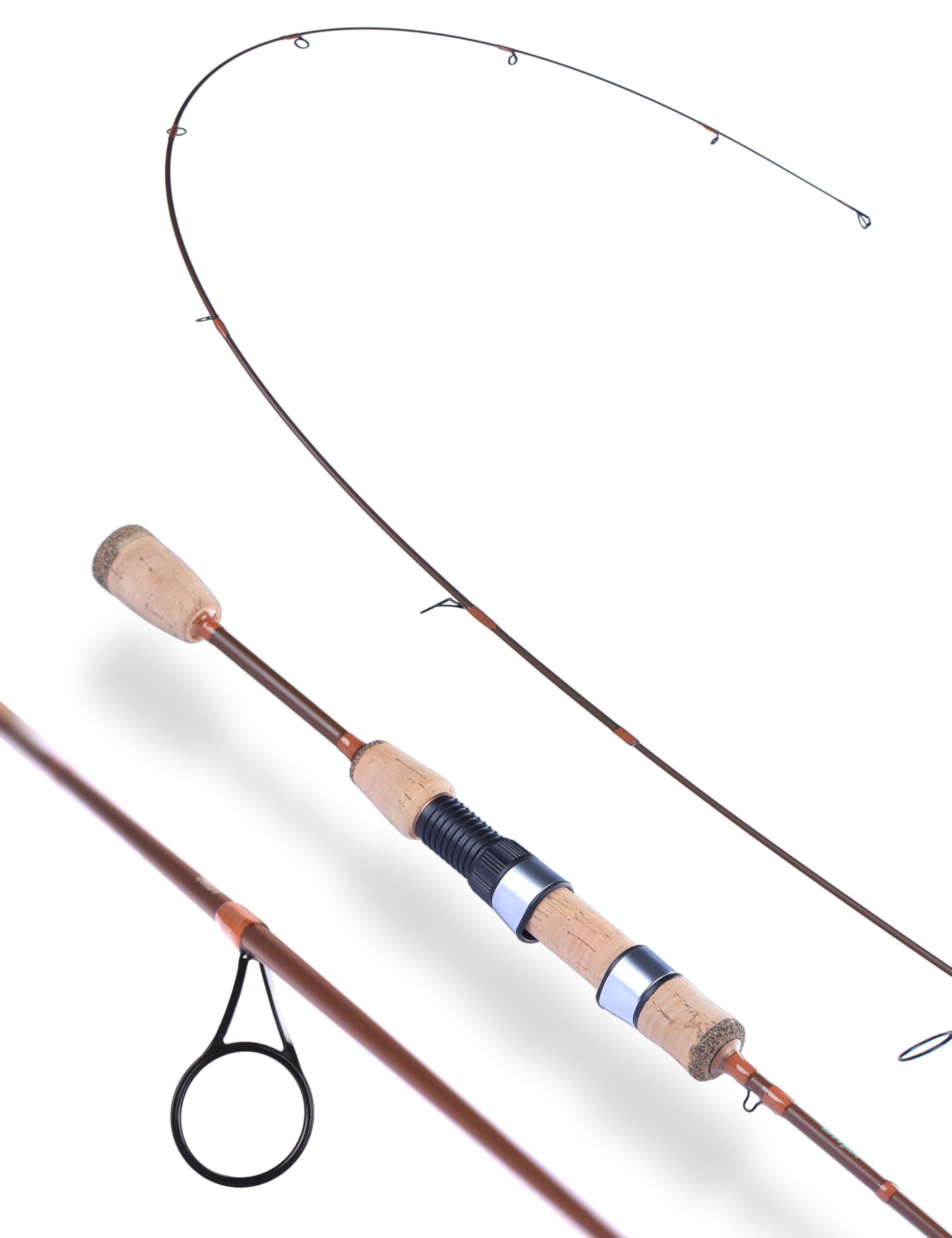 LITTMA Trout&PANFISH Ultralight Fishing Rod 2 PCS - Trout, Crappie, Panfish Micro Spinning Rods - Brown Carbon Fiber Blank, Cork Handle - for Beginners - 5'6"/6'/6'6"/7'