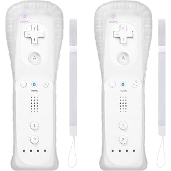 Wii Controller 2 Pack,Controller mit Silikonh&uuml;lle und Handgelenkriemen | Not Motion Plus,White