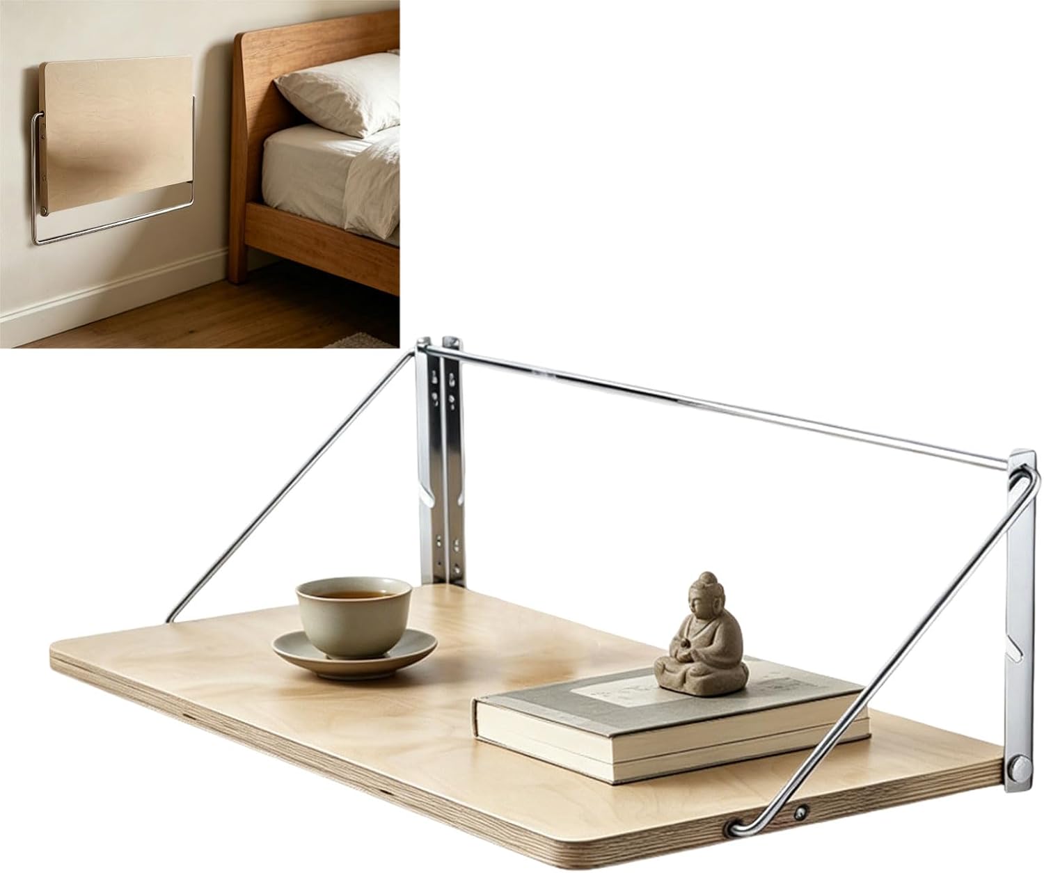 AIZYR Foldable Wall-Mounted Desk, Fold-Down Wall Desk with Stainless Steel Brackets, Wall Drop-Leaf Table for Home, Kitchen, Office