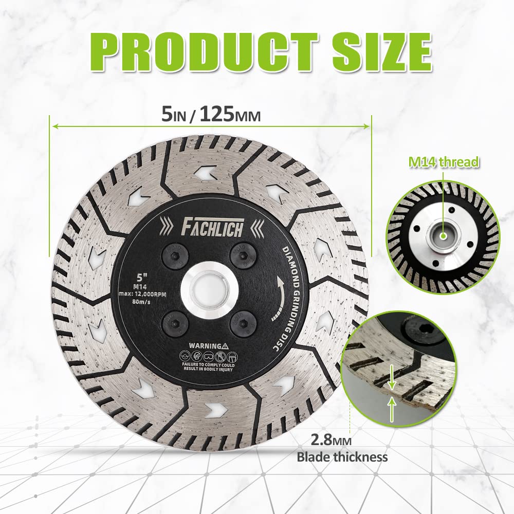 Diamond Cutting Grinding Disc 2 piezas 115mm and 125mm Disco Tronzador de Diamante para granito marble concreto