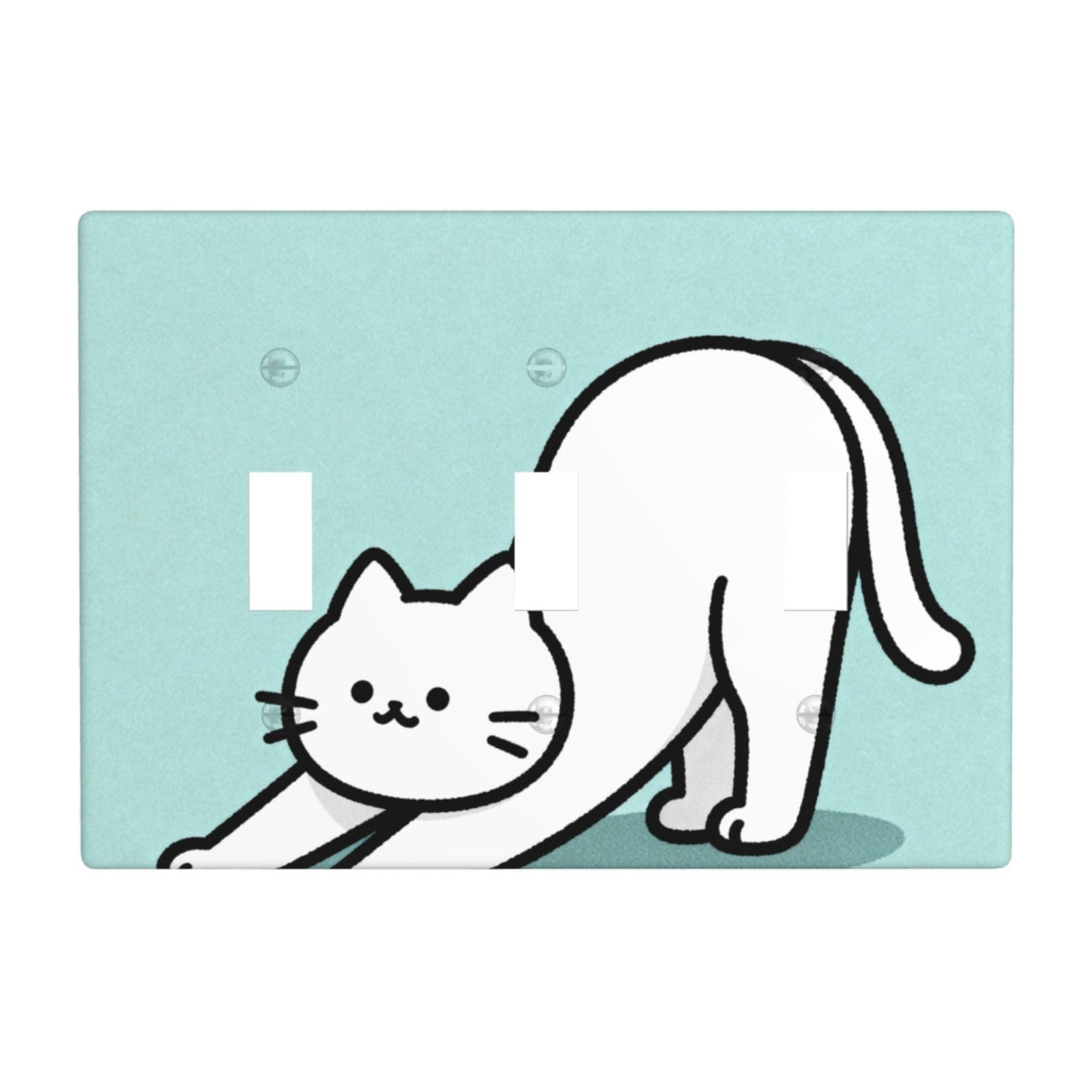 Cartoon cat 3 Gang Switch Plate Cover-Unbreakable Polycarbonate Wall Plate, Heat Resistant Toggle Switch Decor for Home