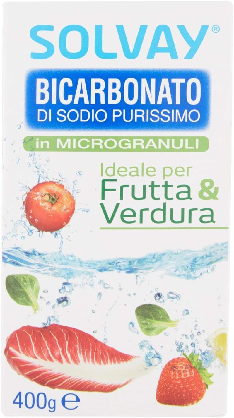Solvay® - Bicarbonato Di Sodio Purissimo in Microgranuli per Frutta e Verdura Multipack - 400 Grammi x 20 confezioni