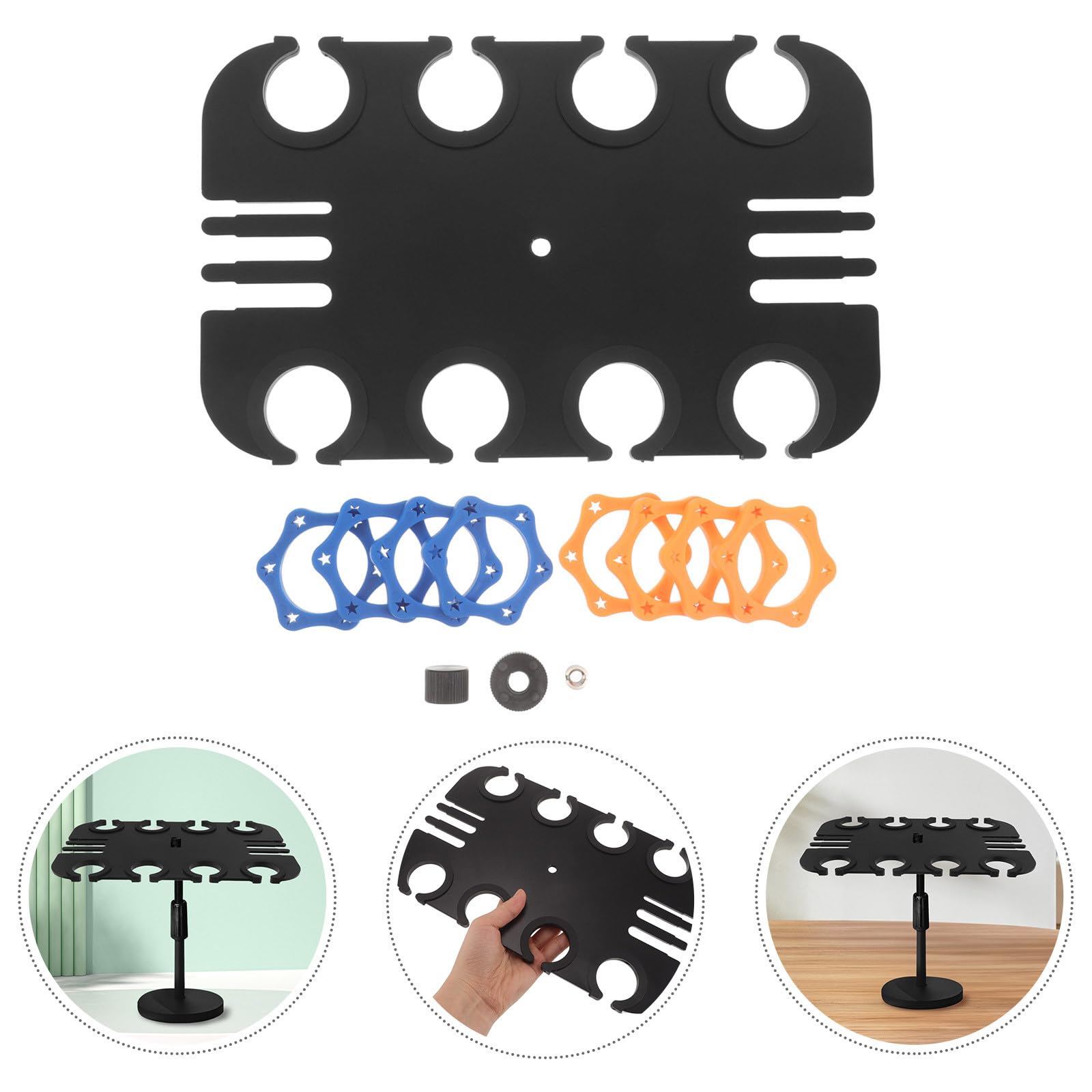 Cabilock Soporte de Pared Almacenamiento Seguro para Micrófono Negro Rectangular con 8 Agujeros, Acero al Carbono y Plástico y Antirrayaduras para Grabaciones y Transmisiones
