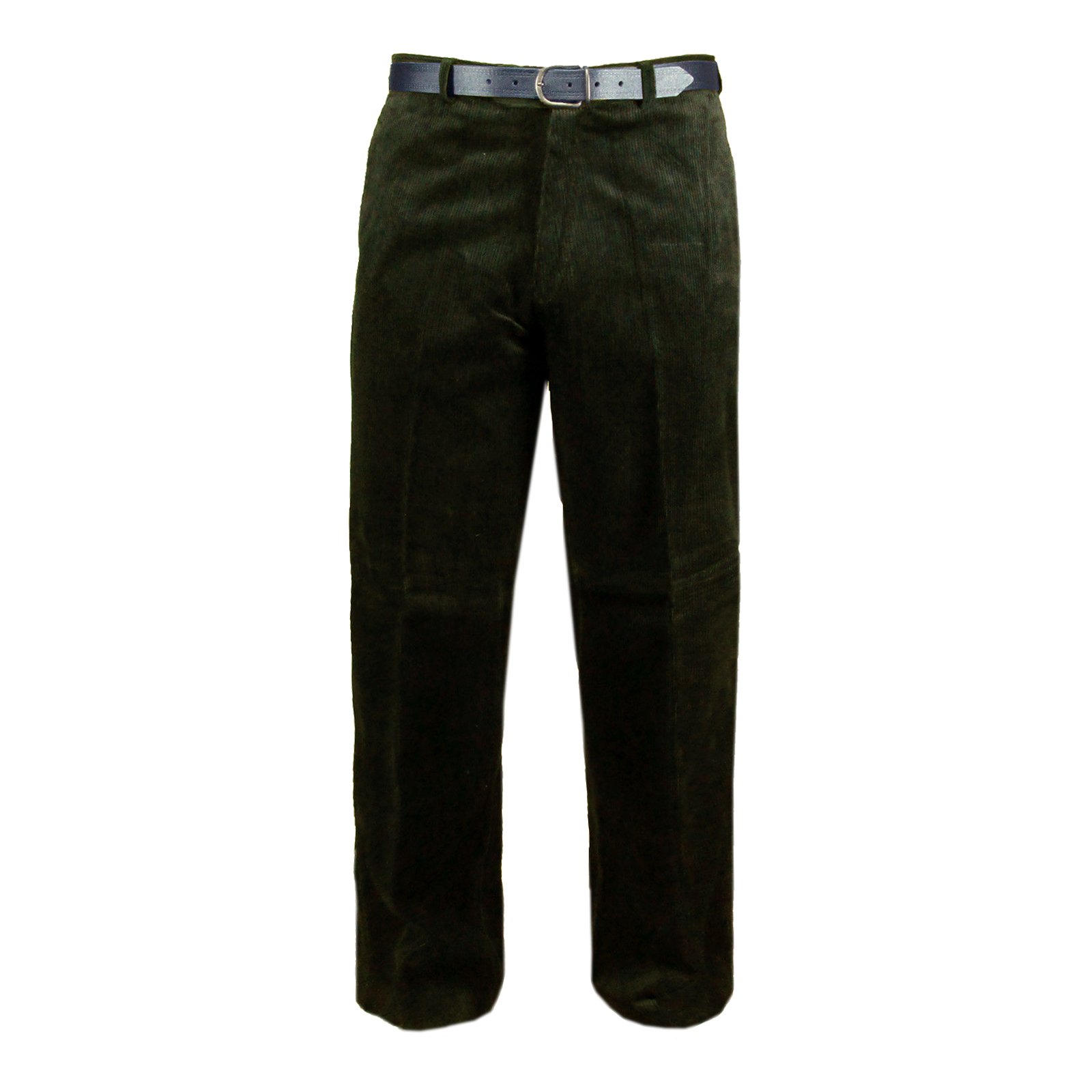 Myshoestore Men's Olive Green Corduroy Cotton Trousers, Straight Leg Formal Pants With Pockets, 44W/29L