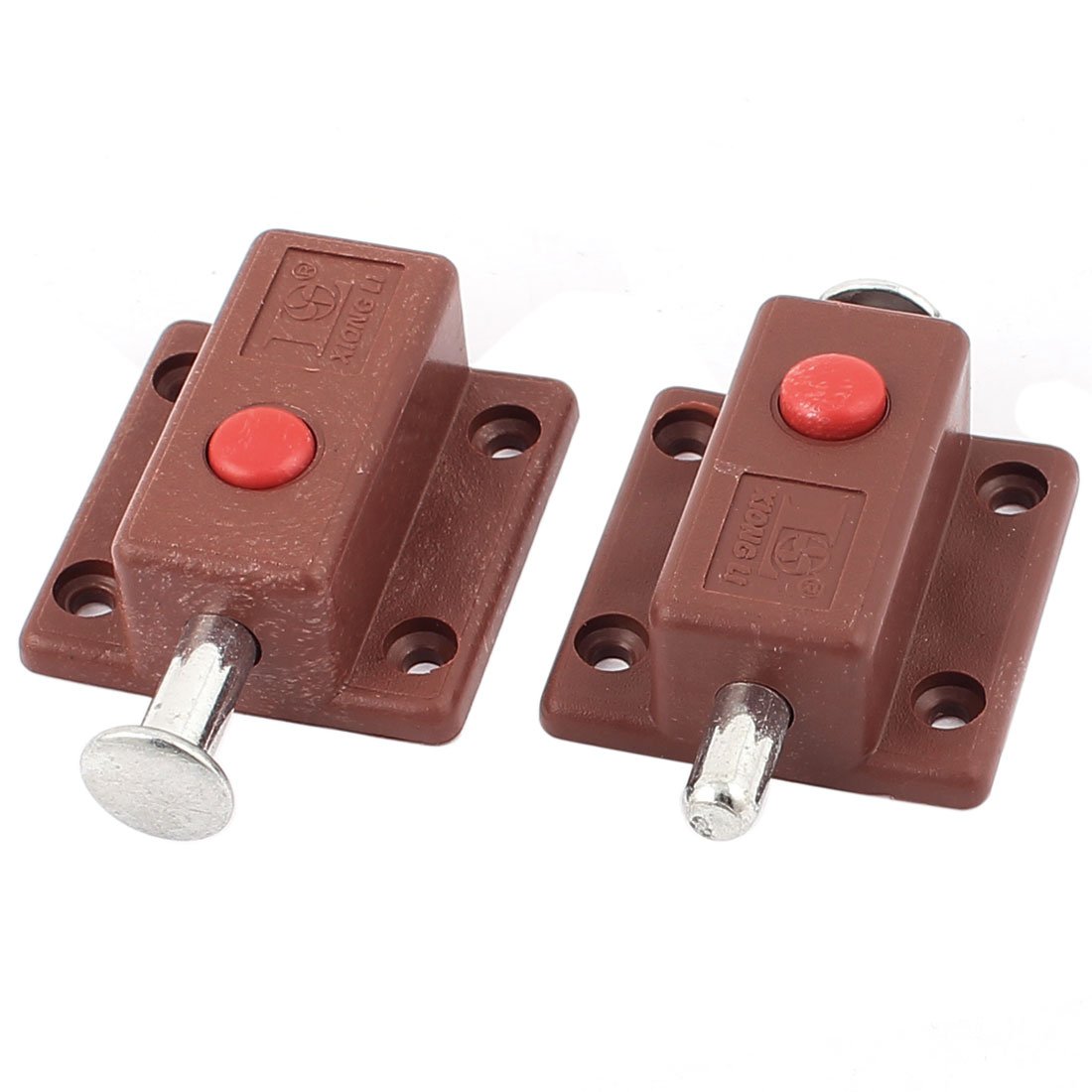 Uxcell Brown/Silver Sourcingmap Window Door Plastic Push Button Automatic Latch Bolts 2Pcs Size 2