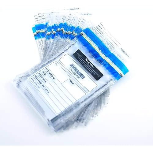 6x9 inch Deposit Bags Cash Handling Bank Deposit Bags Tamper Evident Cash Register Bags with Barcodes, Tear-Off Receipt 300 Pack