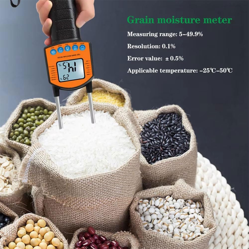 Igrometro Grani, Tester Umidità 14 Cereali, Intervallo 5–49,9%, 0,1%