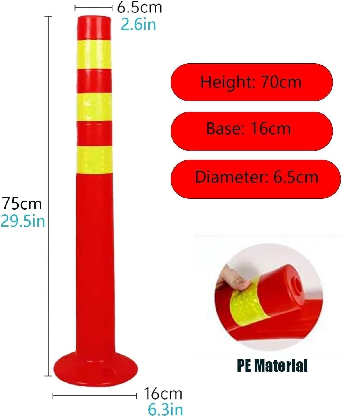 Cono De Tráfico, Barrera De Seguridad, Poste Delimitador, Cono, Bolardo Industrial De Seguridad Vial para Entradas De Vehículos, Bolardo Delimitador Reflectante, Par,3pc-75cm/29.5