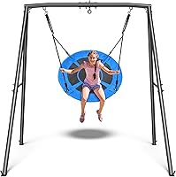 Trekassy 440lbs Saucer Swing Set with Heavy Duty A-Frame Stand - Outdoor Backyard Swing for Kids & Adults